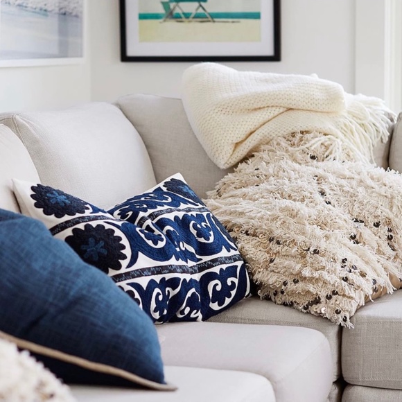 Pottery Barn Accents Moroccan Wedding Blanket Handwoven Pillow